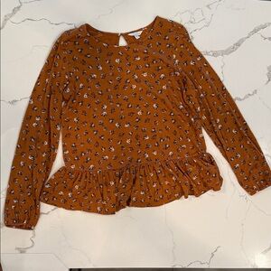 Lucky Brand Brown Floral Long Sleeve Top